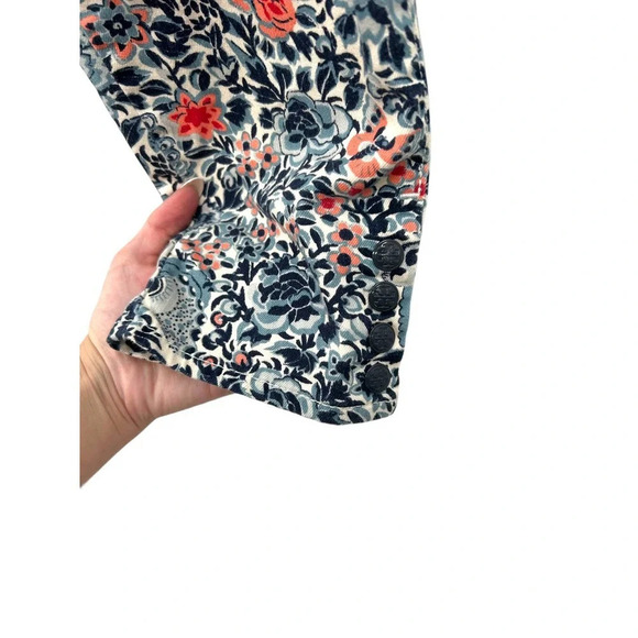 Tory Burch Emmy Ankle Skinny Jeans Blue Lake Kyoto Floral Print Size 31 - Picture 8 of 13